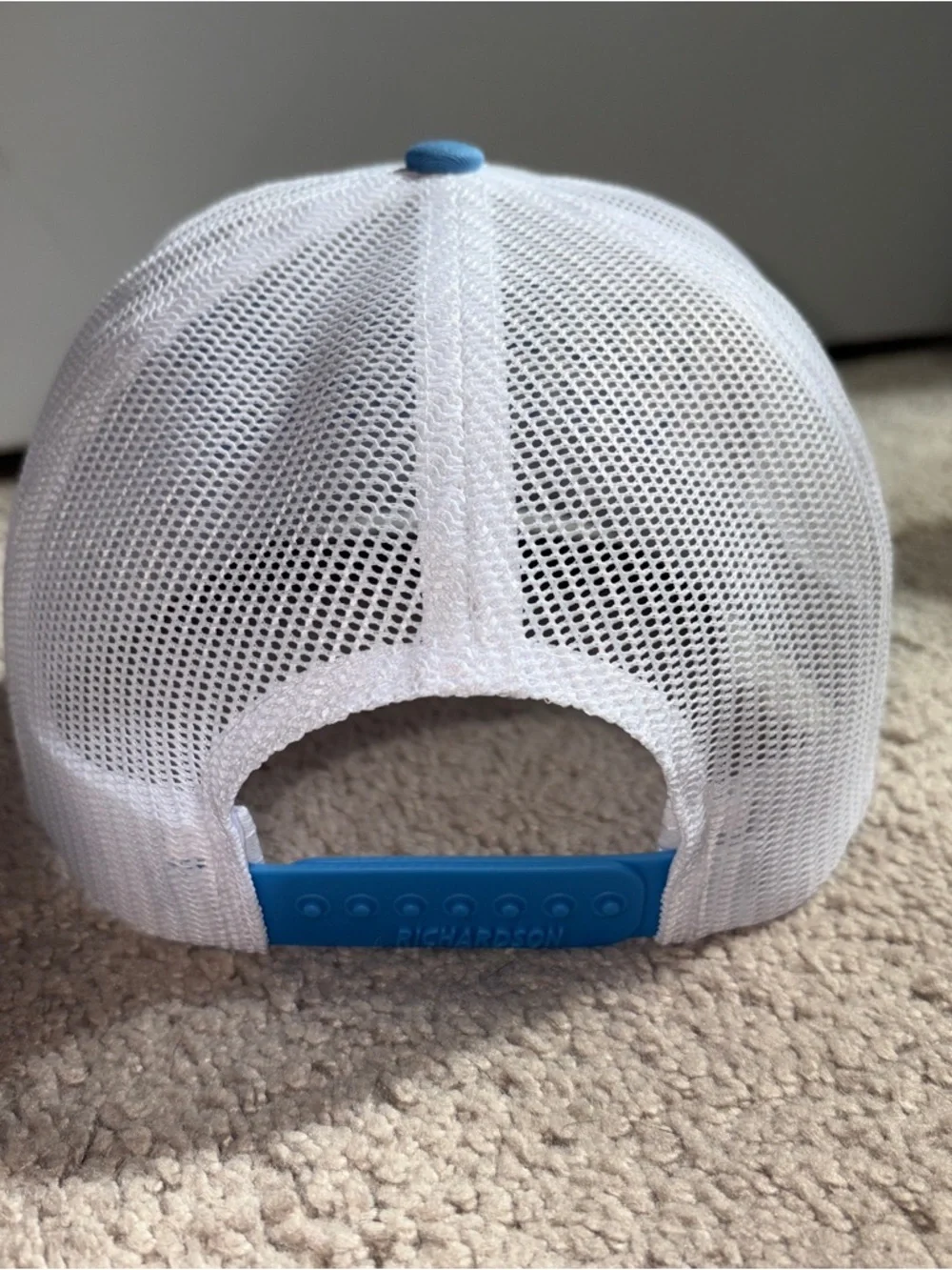 NWOT White & Light Blue Embroidered Richardson Hat “YOU LOOK LIKE YOU LOVE ME”